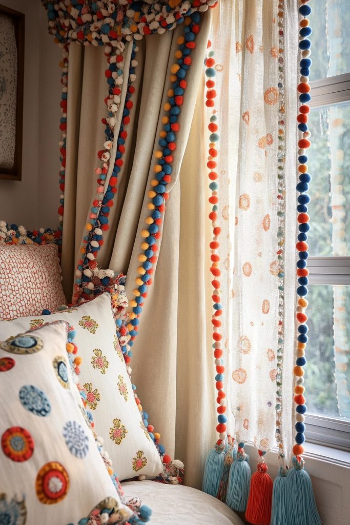 Festive Pom Pom Curtain Panels