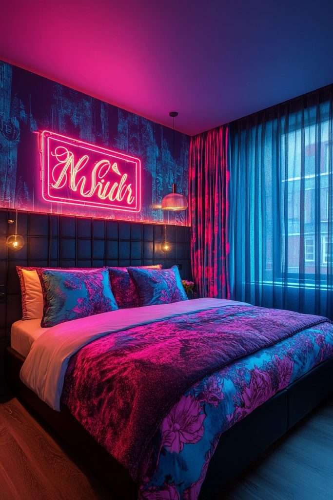 Vibrant Neon Nights Baddie Room