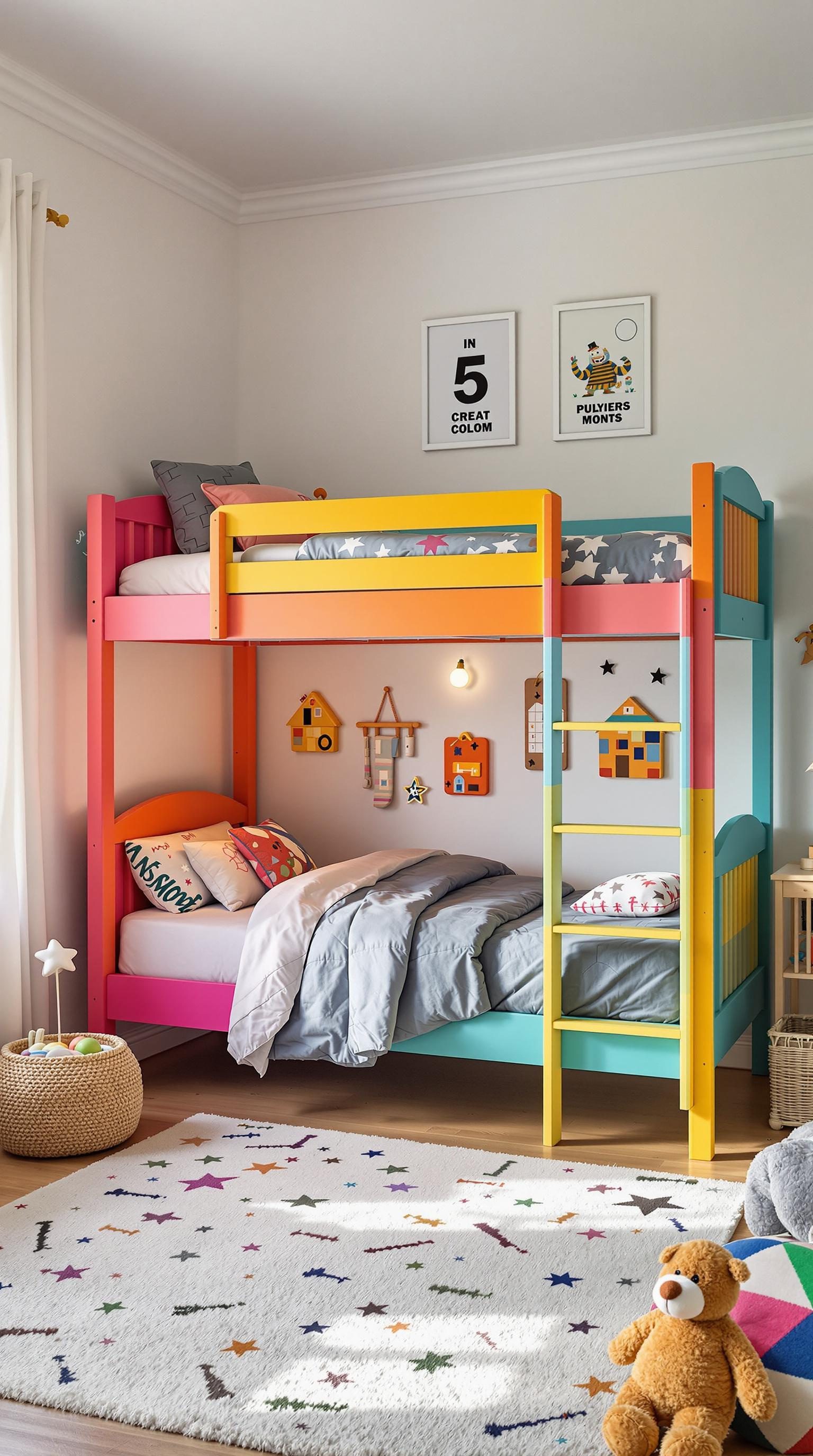 Colorful bunk bed with customizable colors for children