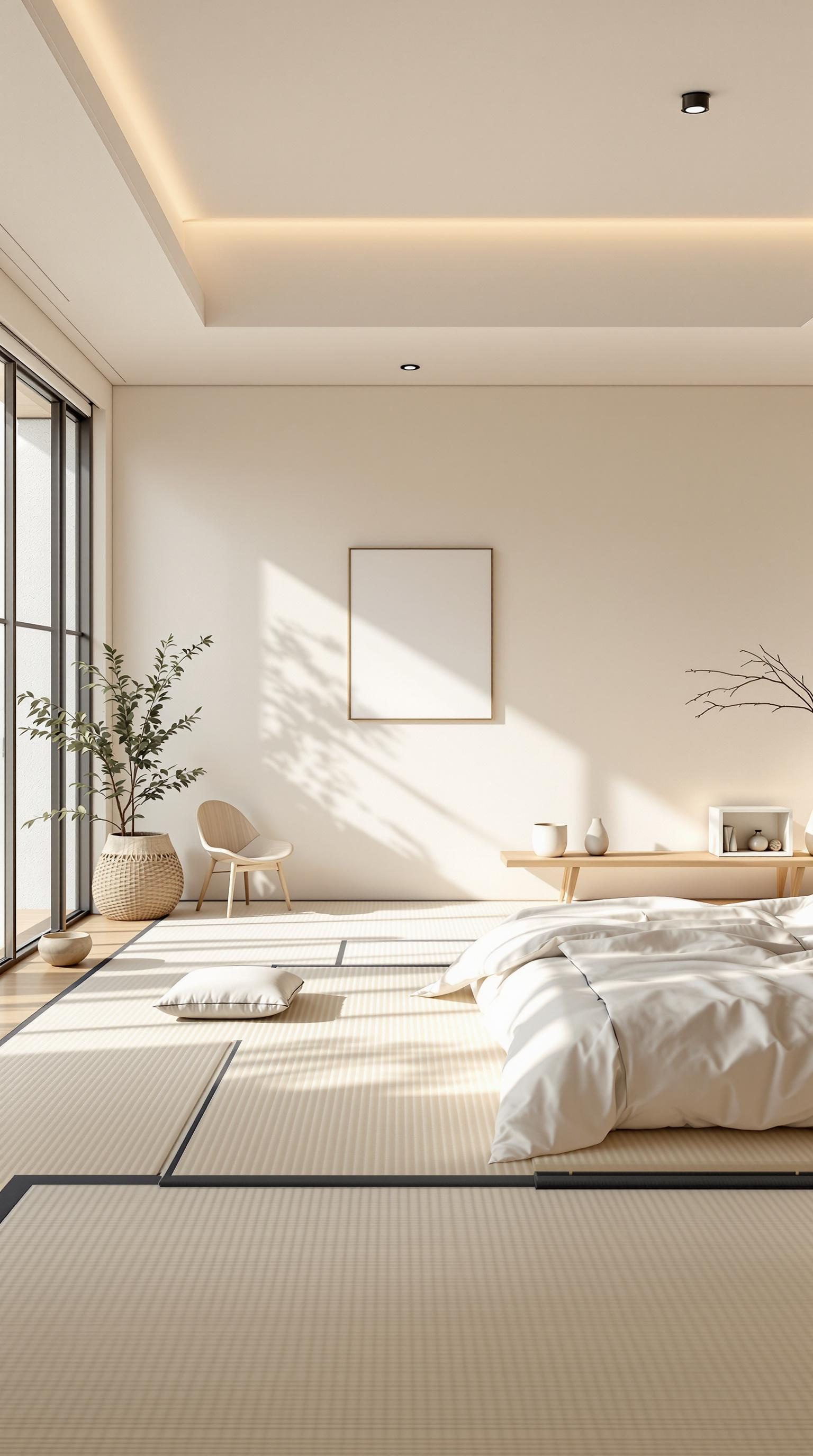 Minimalistic bedroom with natural light and simple decor