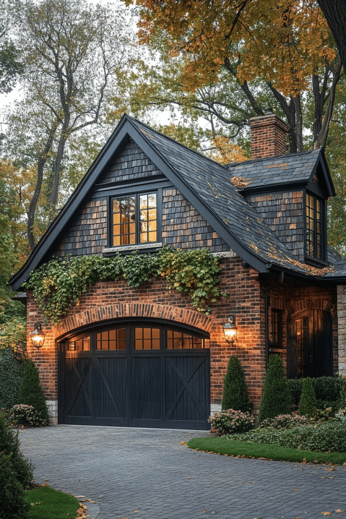 Brick Accent Farmhouse Garage Design