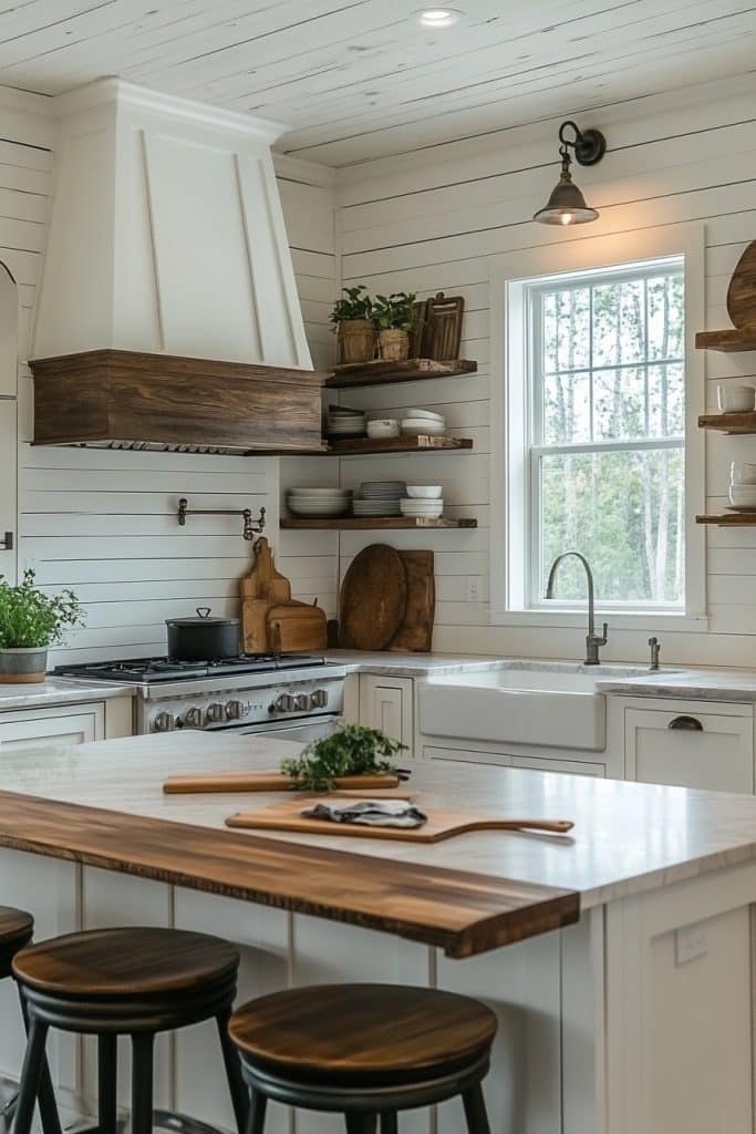 Bright Farmhouse Touch: White Shiplap Walls