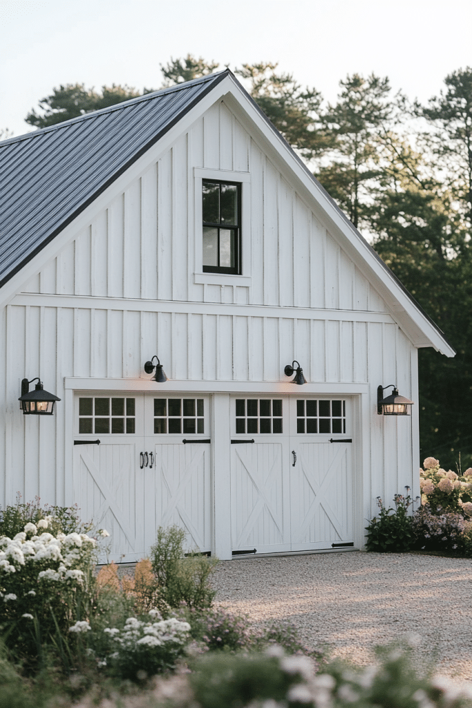 Bright and Airy White-Washed Farmhouse Garage