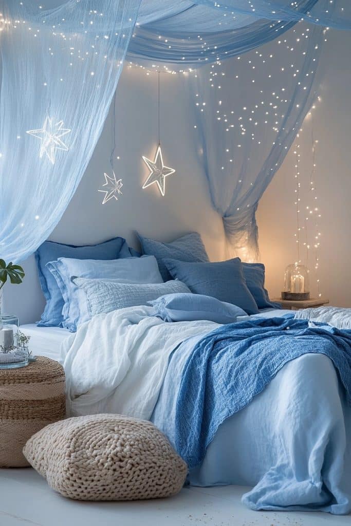 Celestial Blues: Serene Boho Room