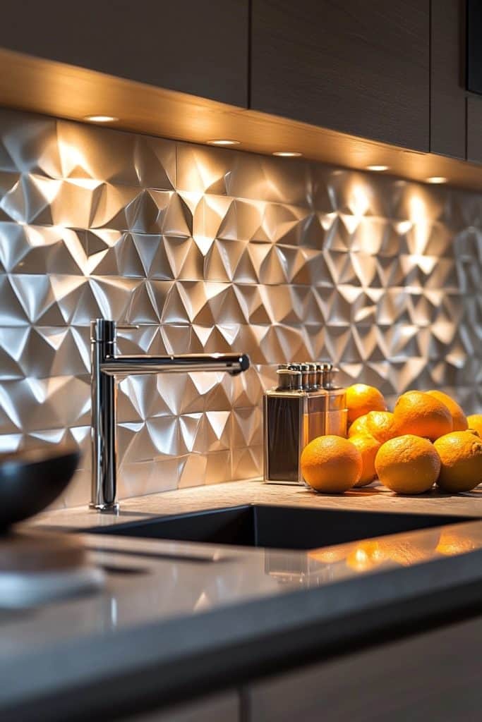 Contemporary 3D Tile Backsplash