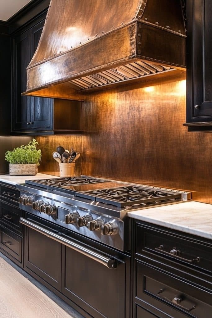 Copper Sheeting Backsplash