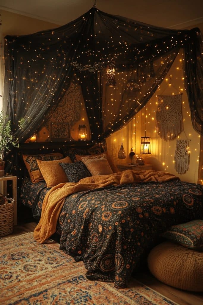 Dark Boho Bliss: Moody Bedroom Charm