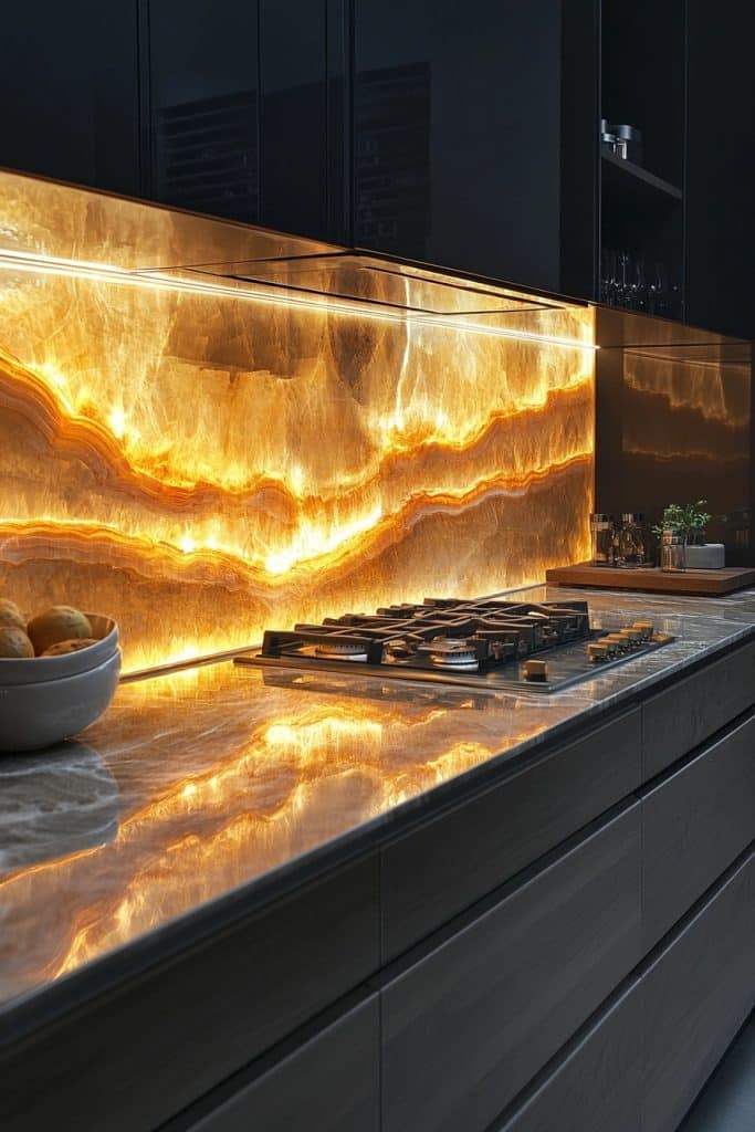 Luminous Onyx Backsplash