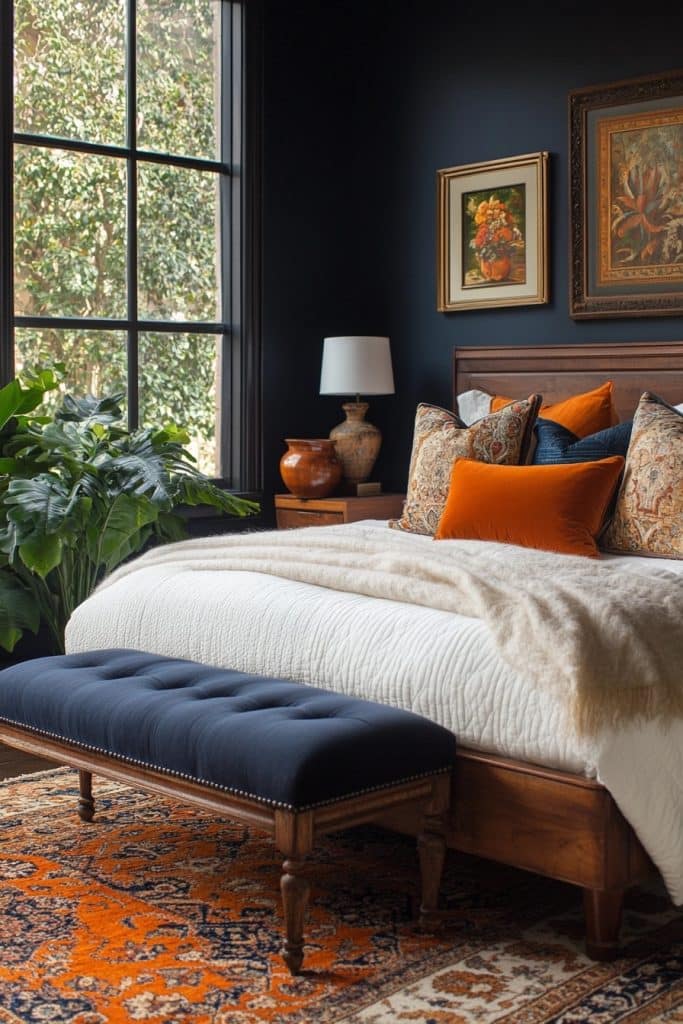 Obsidian Refuge: Boho Bedroom Design