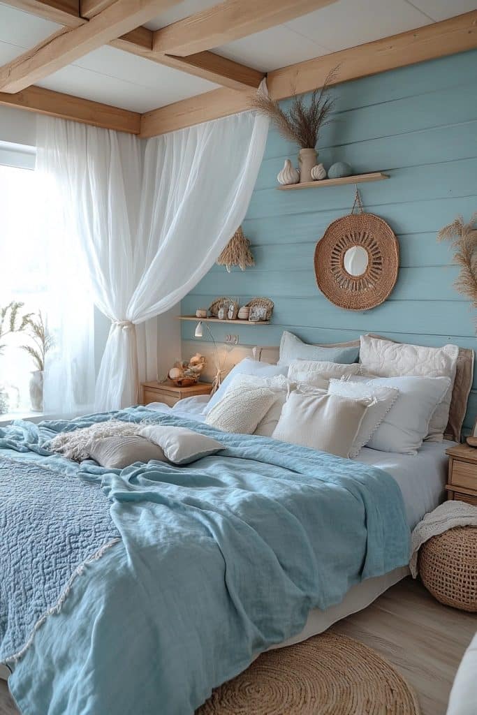 Rhythmic Waves: Light Blue Boho Room