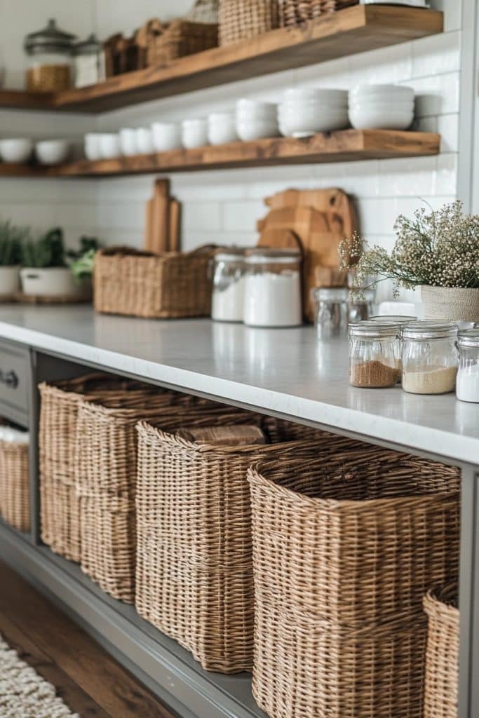 Rustic Storage: Wicker Basket Organization