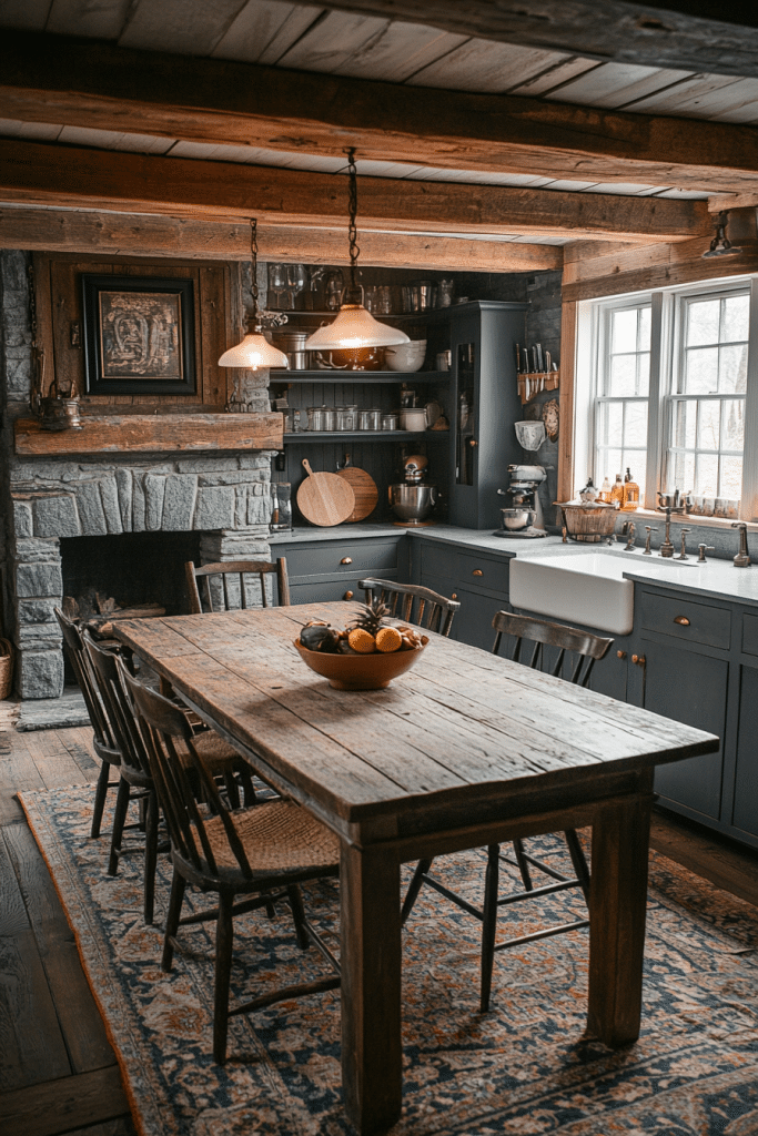 Rustic Warmth: Farmhouse Antique Kitchen