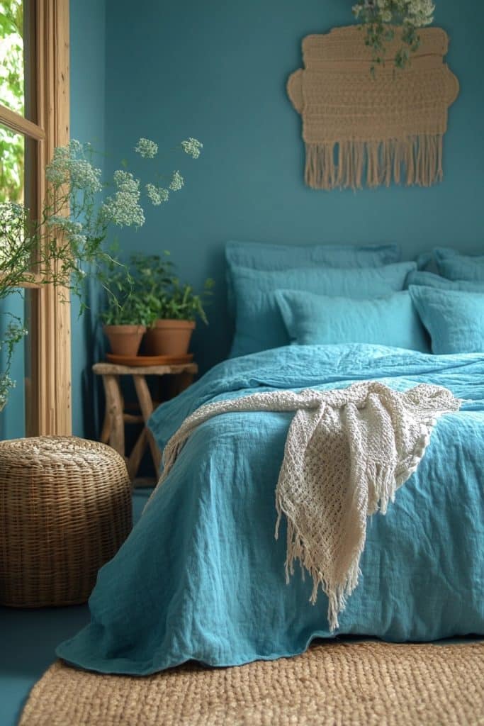 Serene Escape: Light Blue Boho Sanctuary