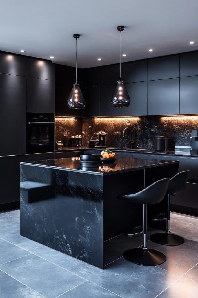 Sleek Black Kitchen Interiors