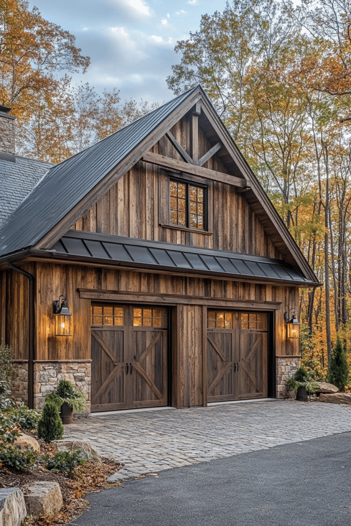 Weathered Wood Farmhouse Garage Look