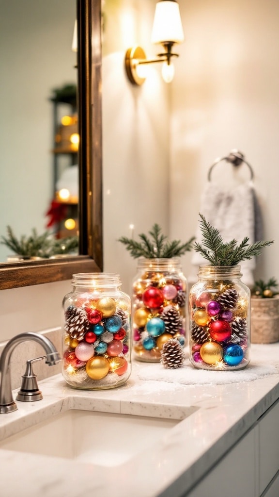 Ornament-Filled Apothecary Jars