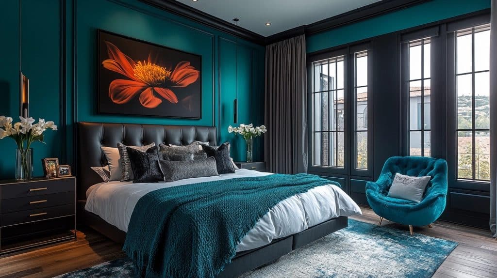 dark teal bedroom