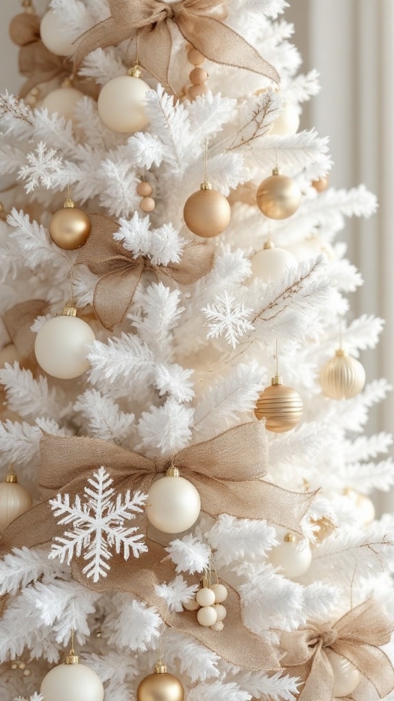 White Christmas Tree with Neutral Ornaments