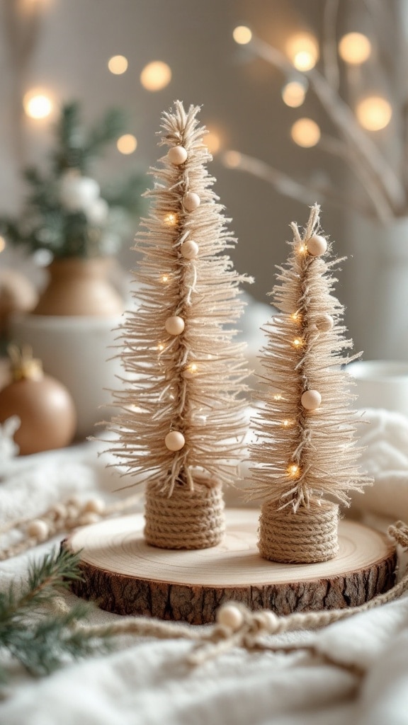 Twine and Wooden Ornament Trees