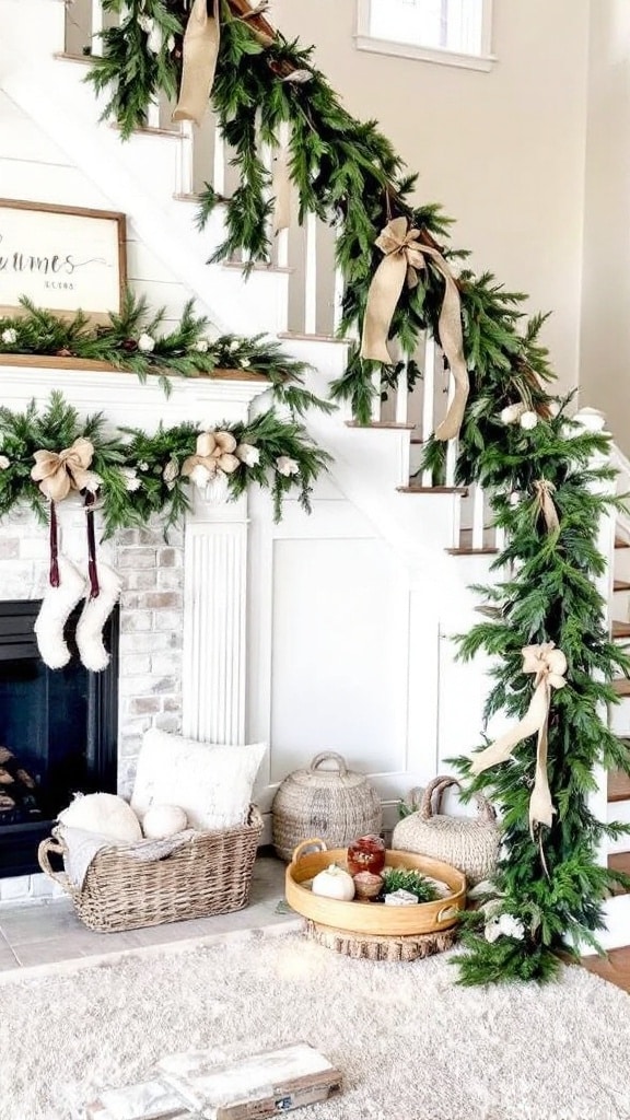 Rustic Wood Accents with Evergreen Garlands