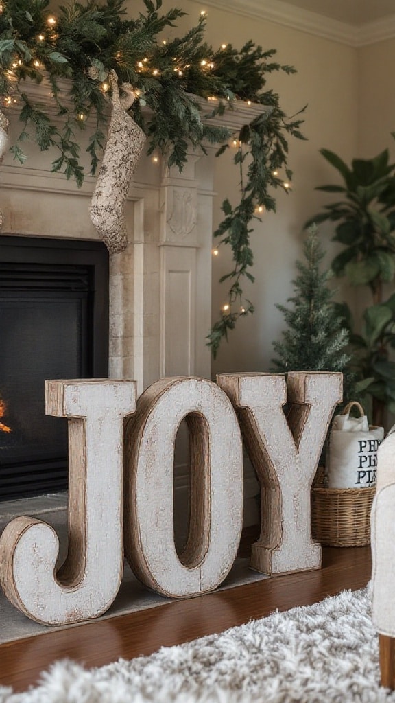 Rustic Wood “Joy” Signs