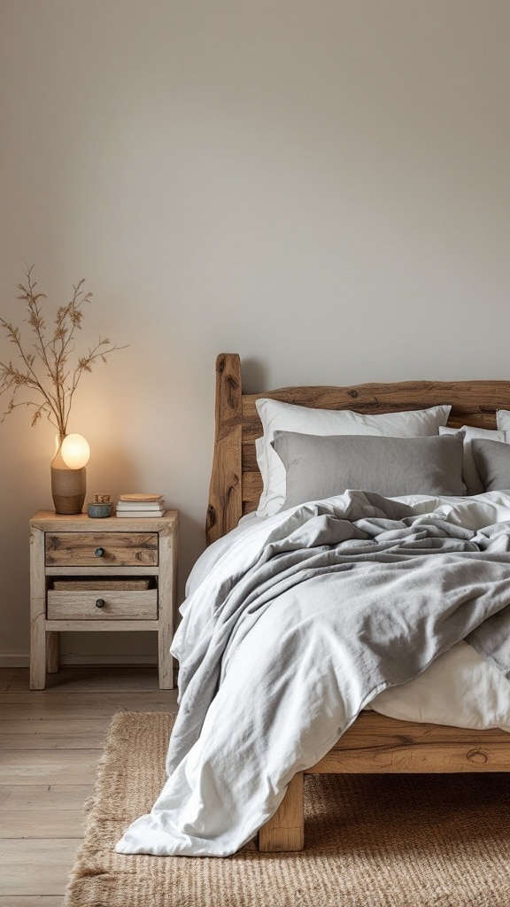 Rustic Wood and Grey Linens