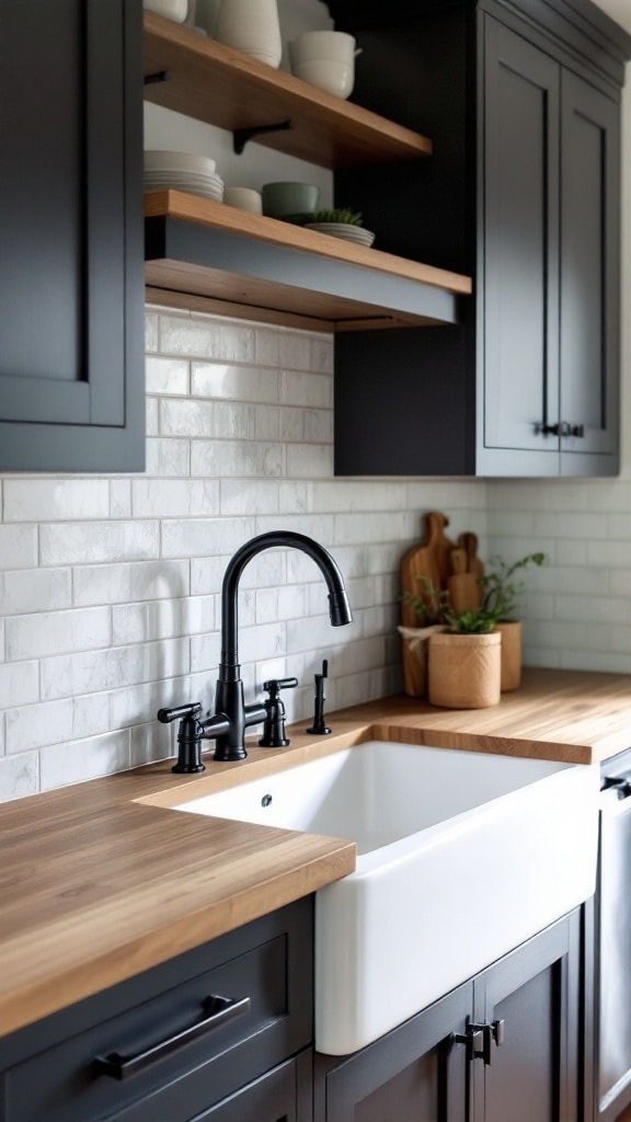 Oversized Farmhouse Sink with Modern Fixtures