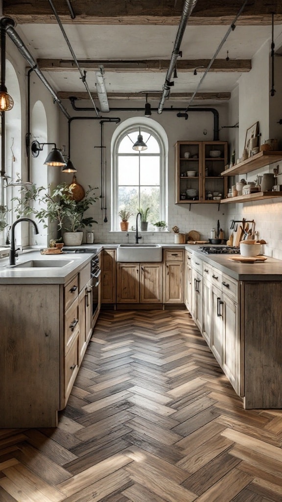 Herringbone Flooring in Rustic Finishes