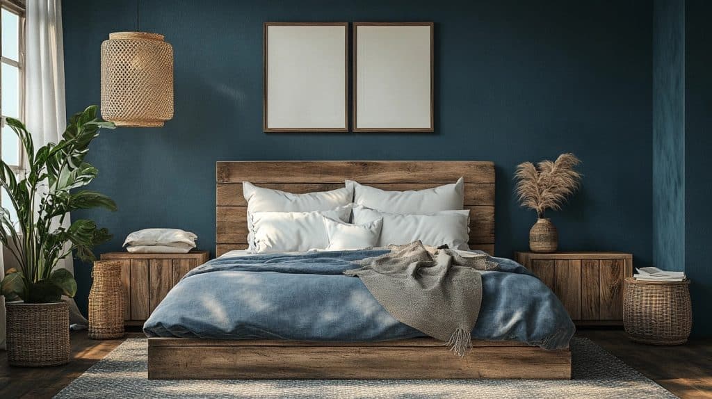 minimal blue bedroom