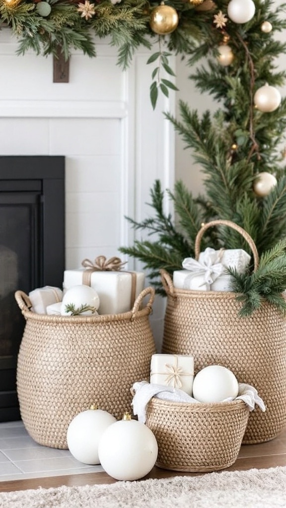 Woven Baskets with Seasonal Greens