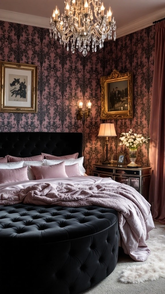 Vintage Glam Bedroom with Pink and Black