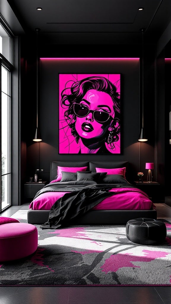 Pop Art-Inspired Pink and Black Decor