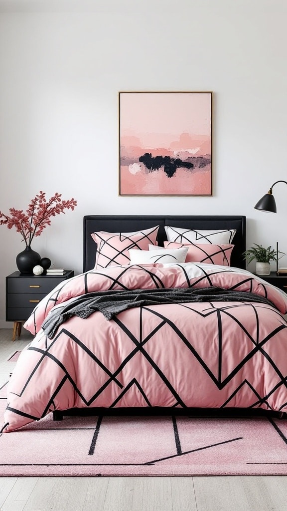 Pink and Black Geometric Design