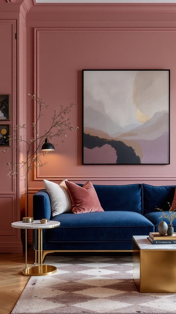 Dusky Pink with Navy and Brass