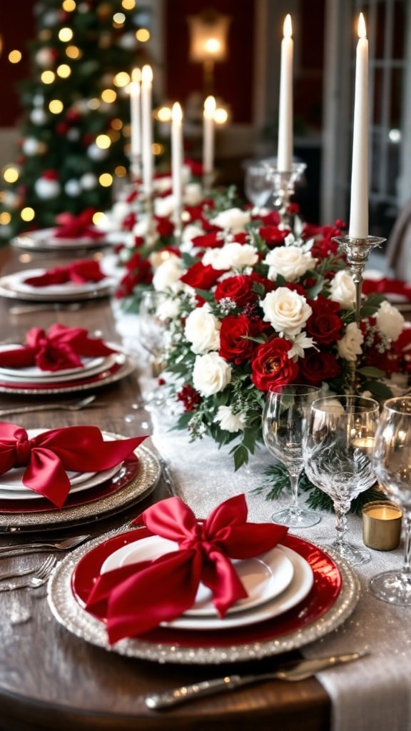 Elegant Red and White Tablescape