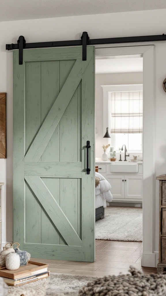 Rustic Sage Green Barn Door