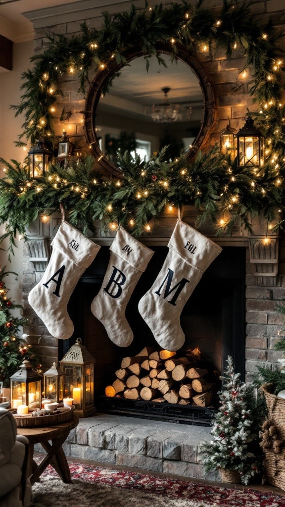 Classic Stockings and Fireplace Decor