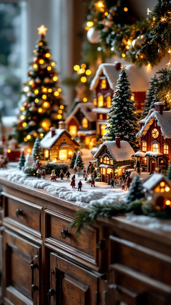 Traditional Christmas Village Setup