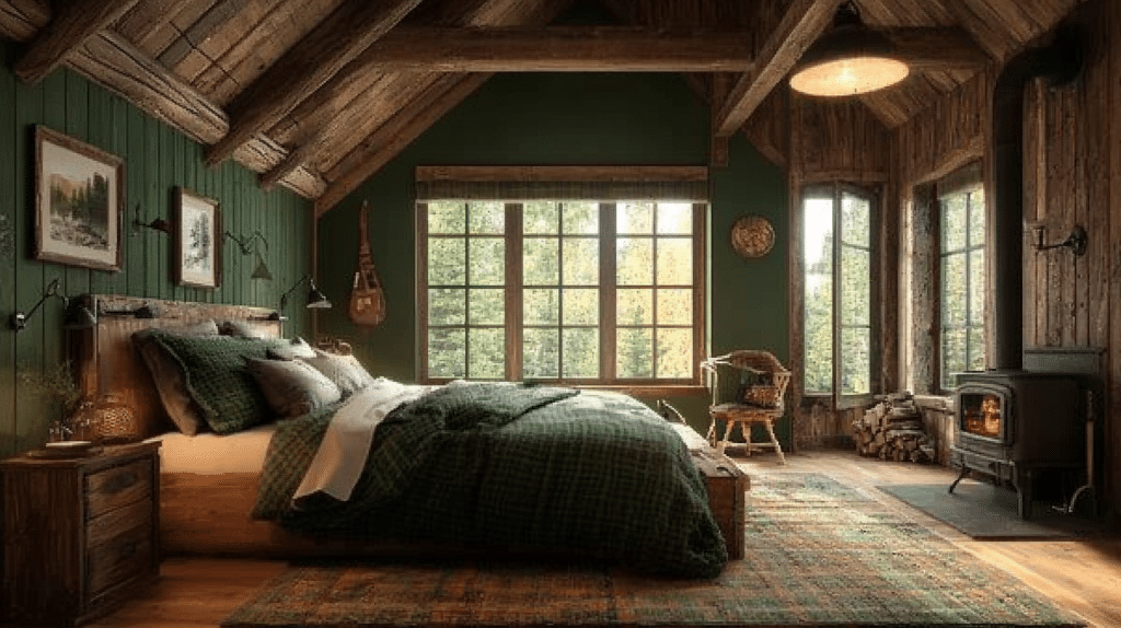 dark green bedroom