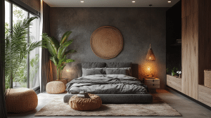 grey boho bedroom