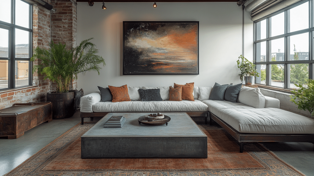 industrial farmhouse living room