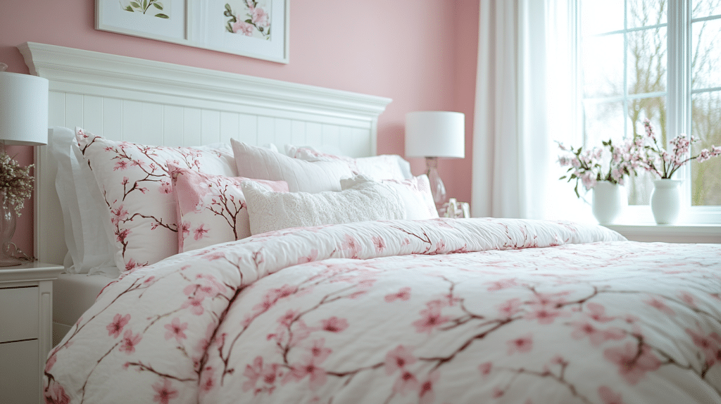 pink and white bedroom