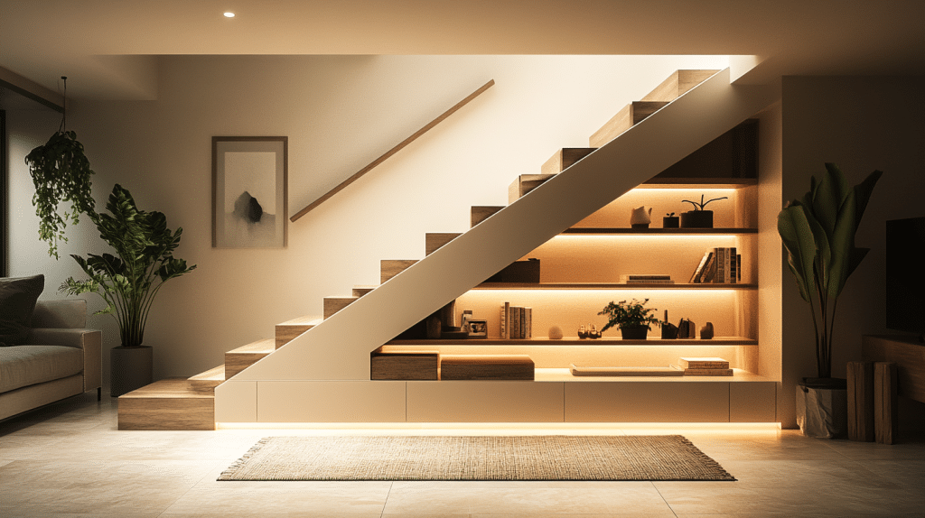 staircase storage under stairs