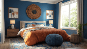 blue boho girls bedroom