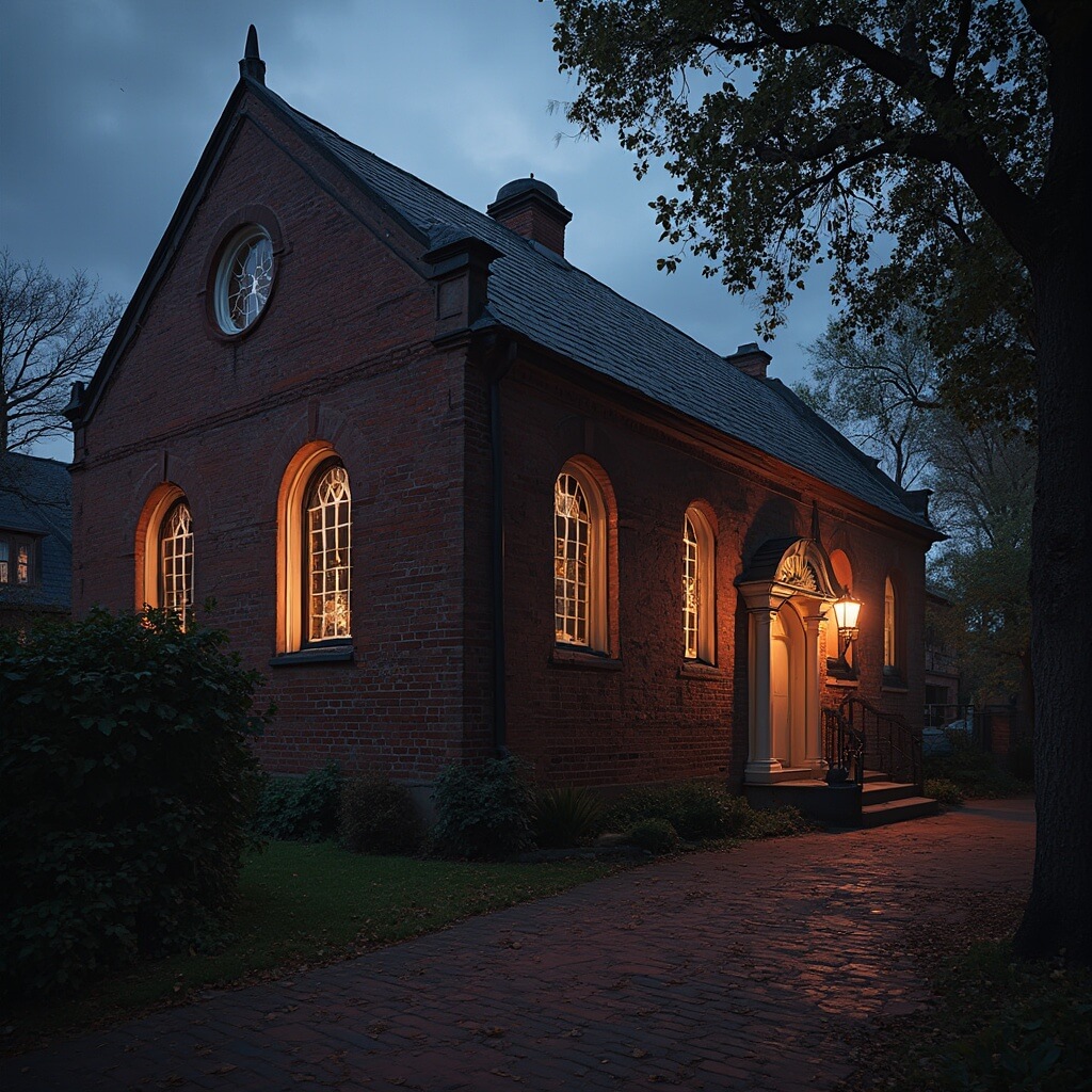 Old North Church at dawn with soft morning light illuminating its colonial brick facade