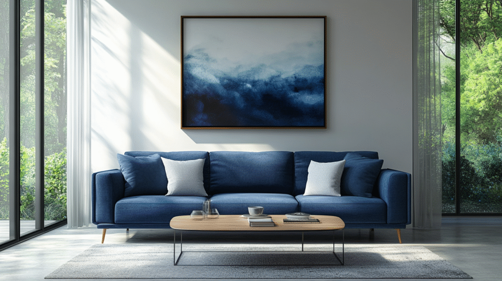 blue couch living room