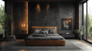 dark grey bedroom