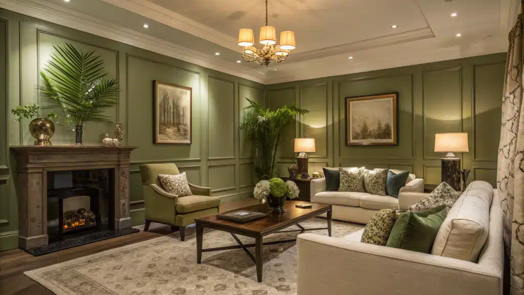 olive green living room